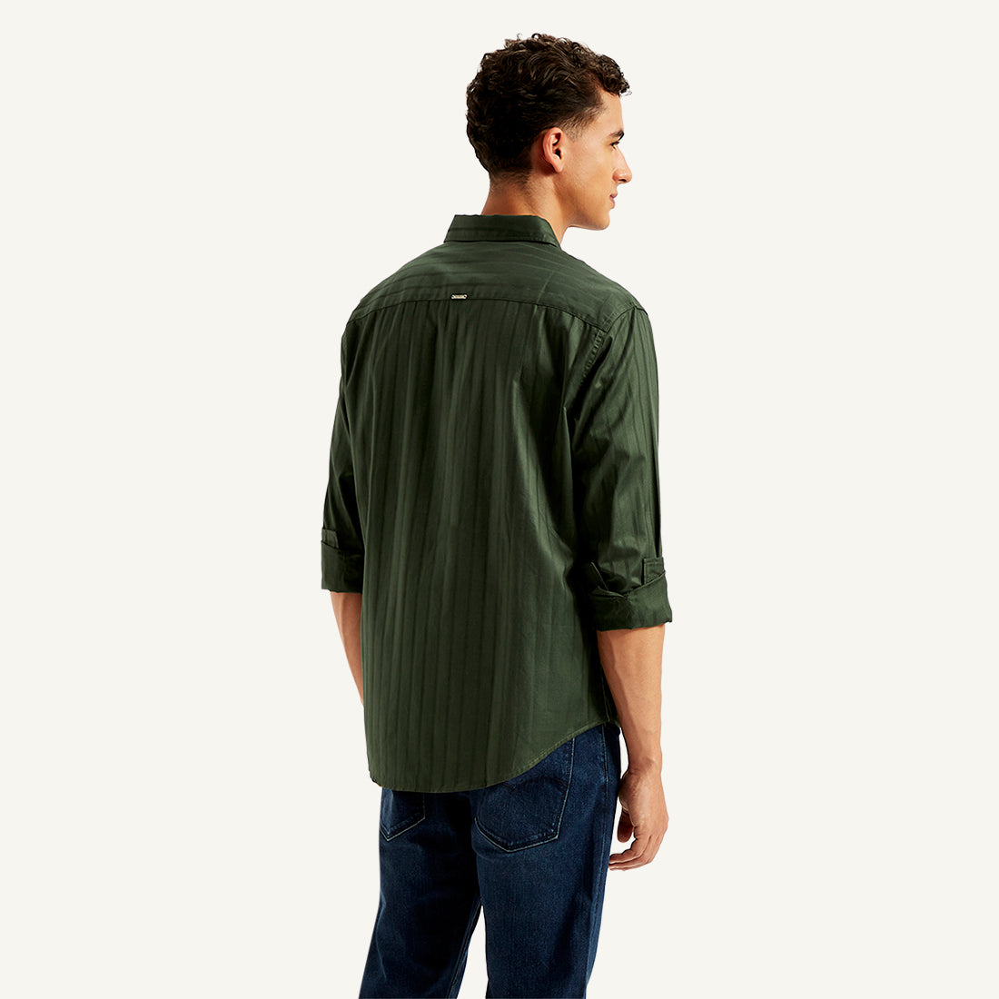 Men's Redloop Self Design Slim Fit Shirt - Back View