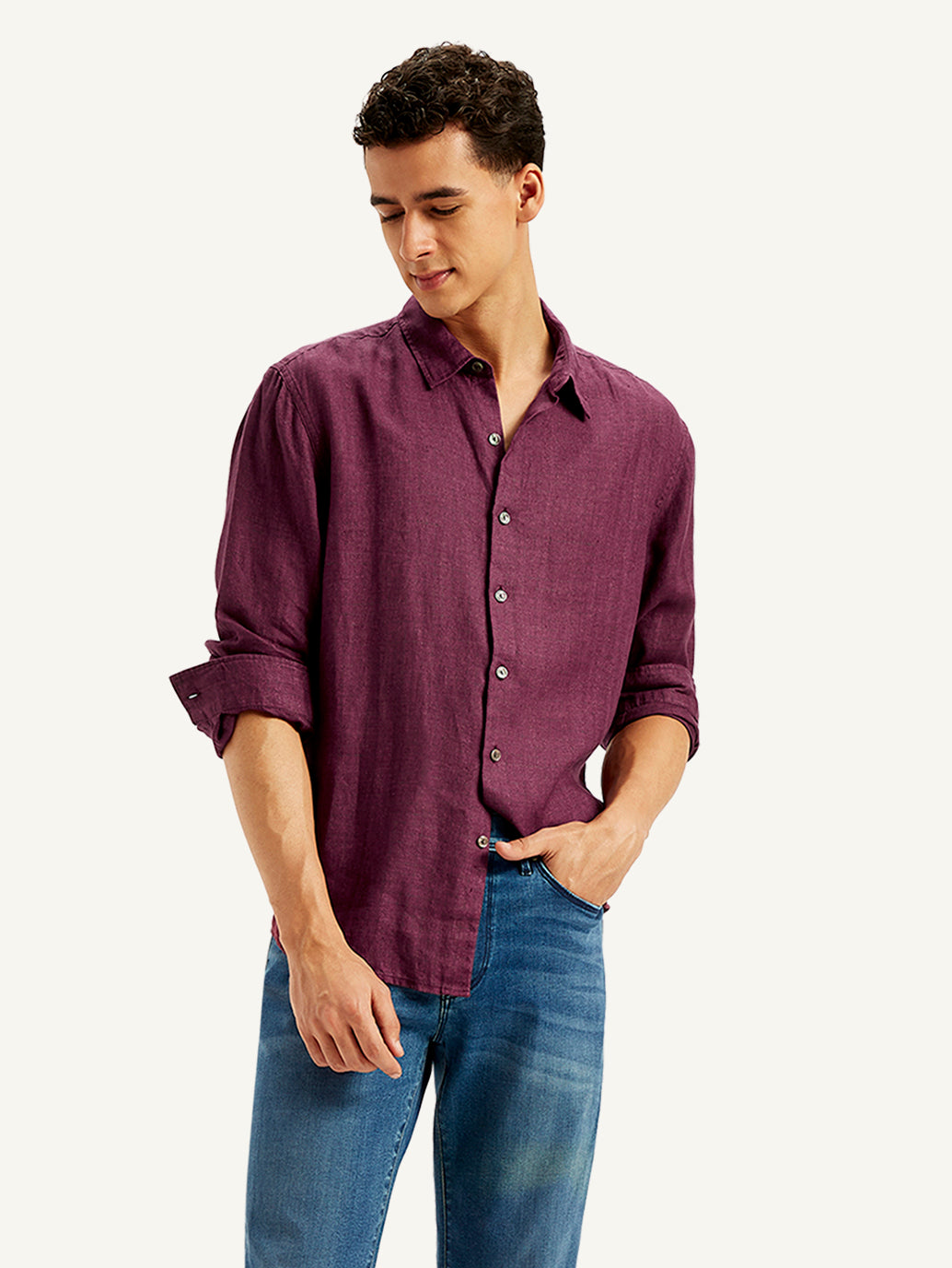 Men's Redloop Checkered Spread Collar Shirt - Styleshot View