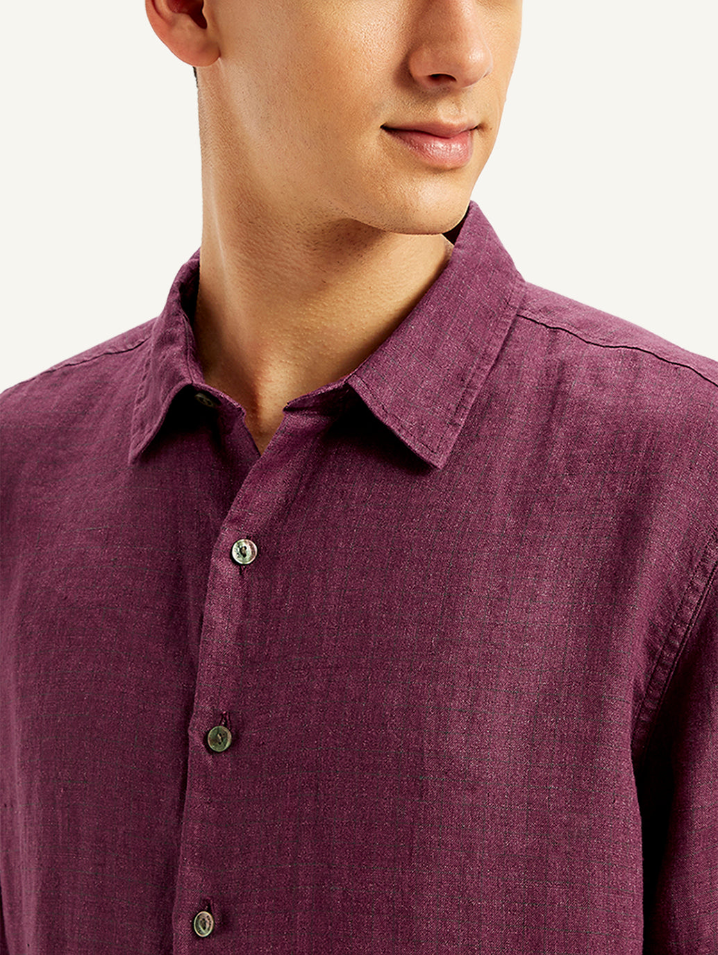 Men's Redloop Checkered Spread Collar Shirt - Detail View