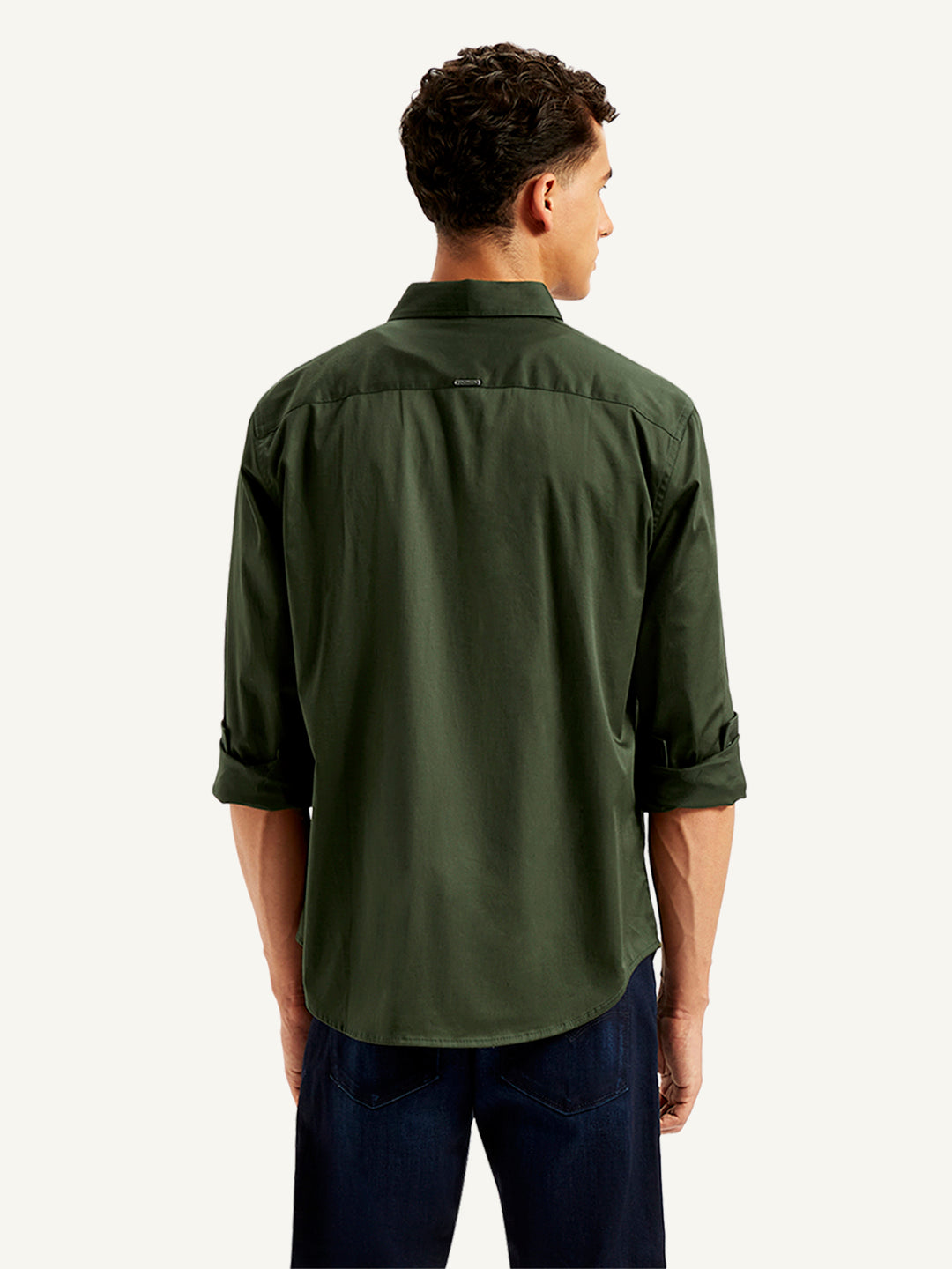 Men's Redloop Solid Slim Fit Shirt - Back View