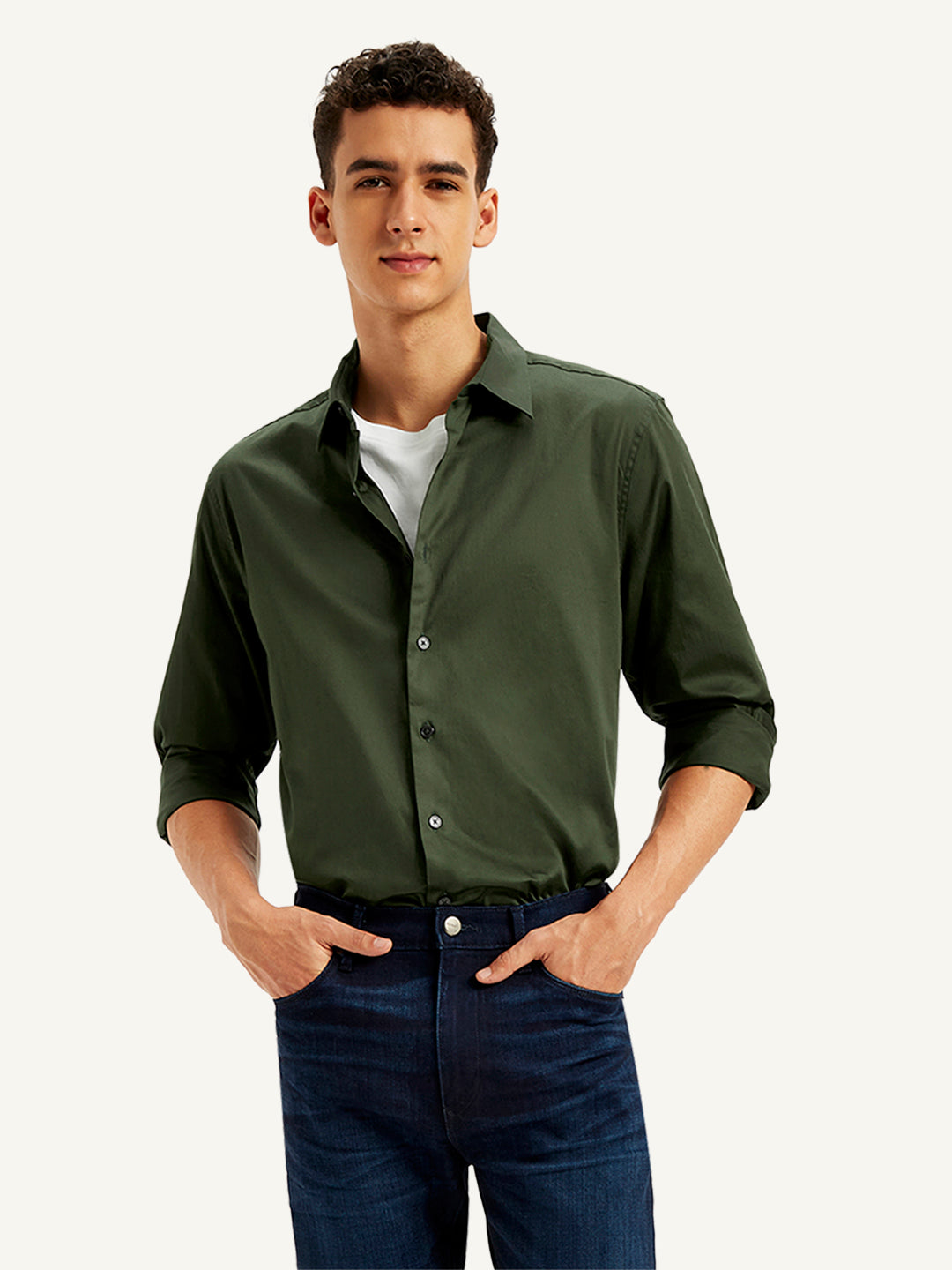Men's Redloop Solid Slim Fit Shirt - Styleshot View
