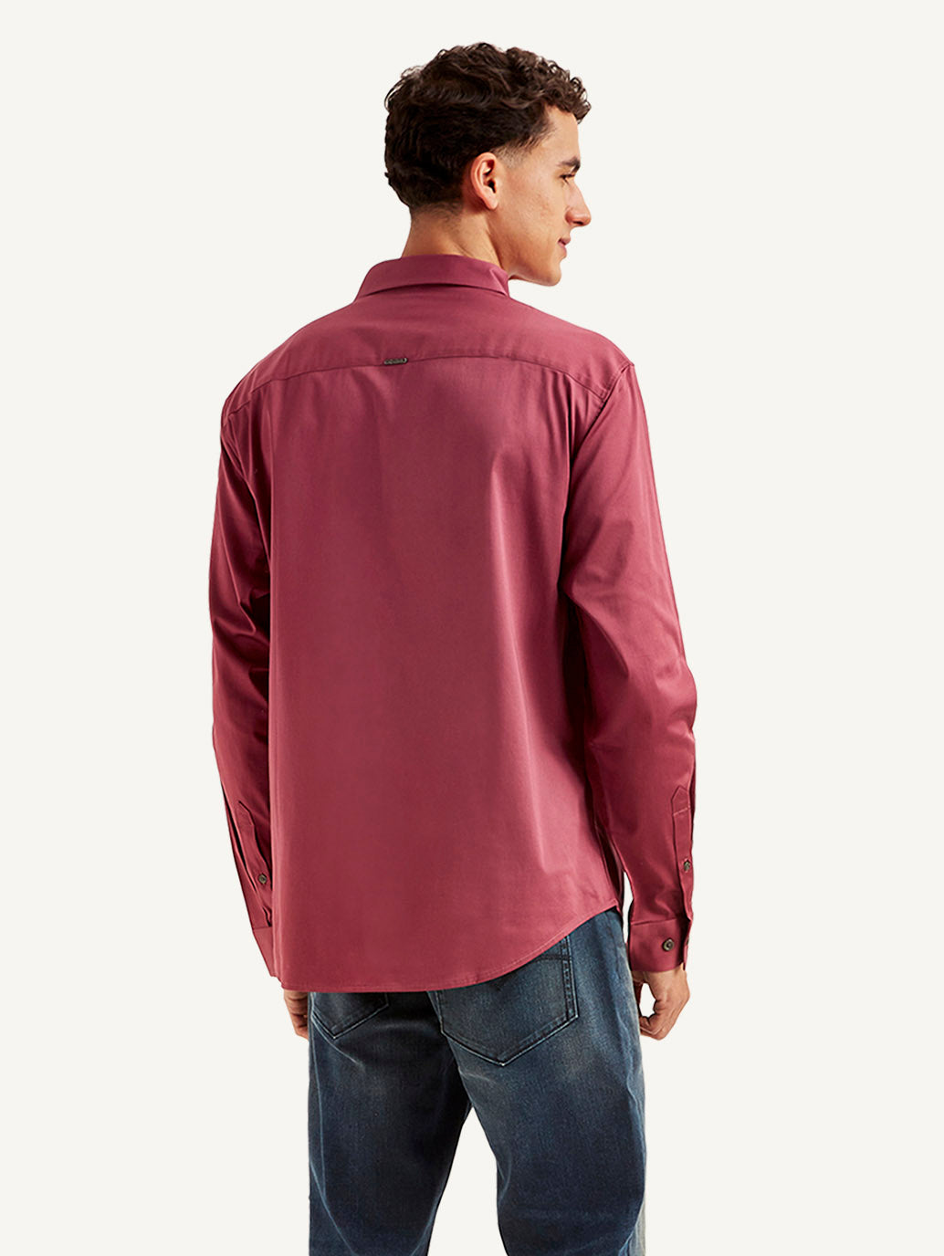 Men's Redloop Solid Slim Fit Shirt - Back View