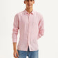Men's Redloop Solid Slim Fit Linen Shirt - Front View