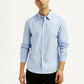 Men's Striped Light Blue Slim Fit Shirt - Styleshot View