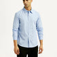 Men's Striped Light Blue Slim Fit Shirt - Front View