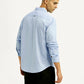 Men's Striped Light Blue Slim Fit Shirt - Back View