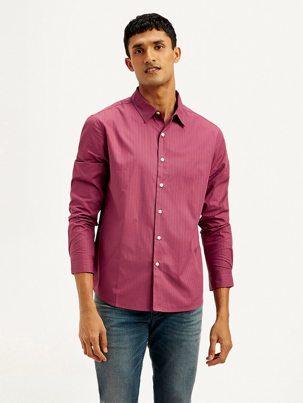 Men's Redloop Striped Slim Fit Shirt - Front View