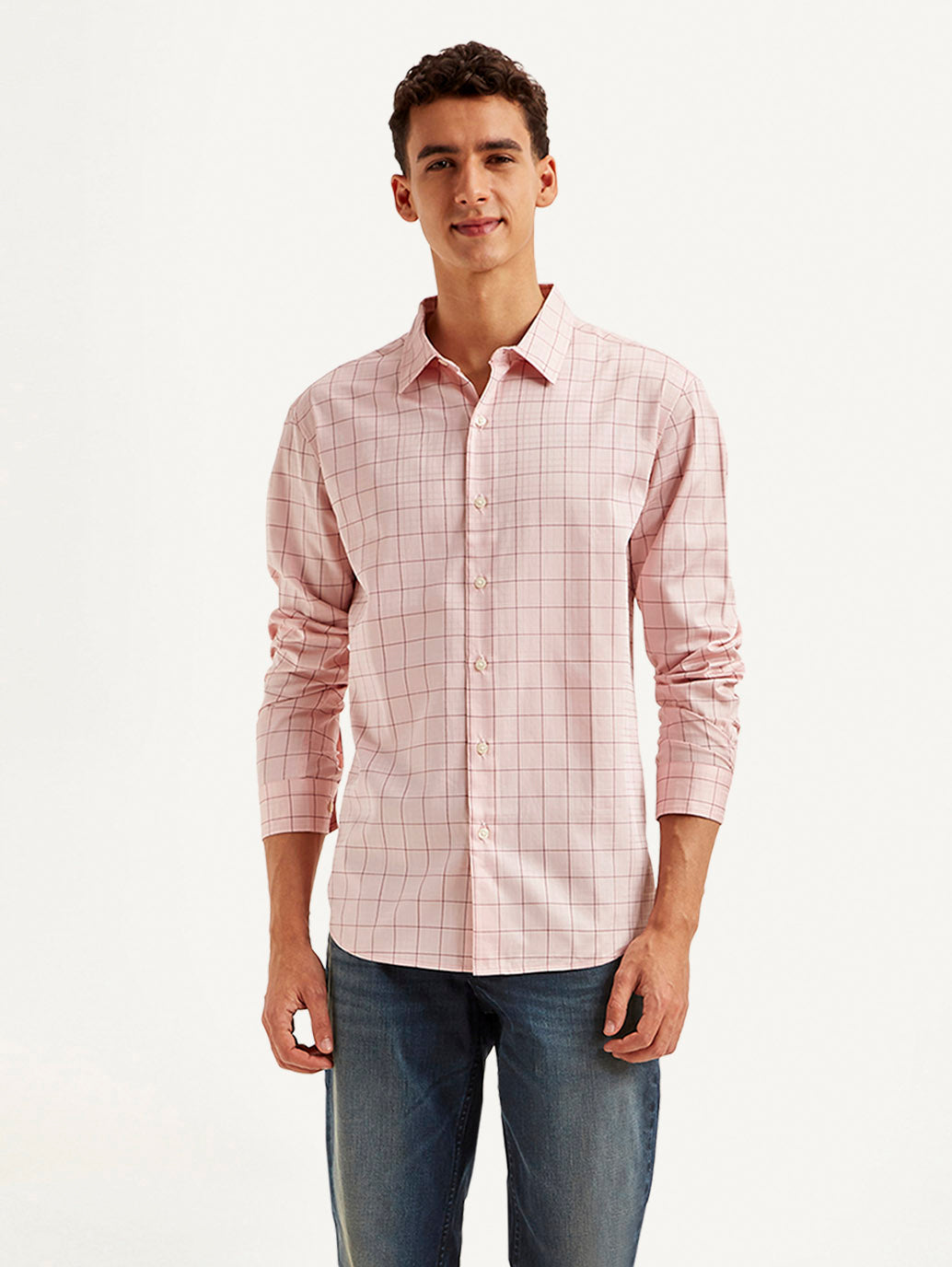 Men's Redloop Checkered Slim Fit Shirt - Front View