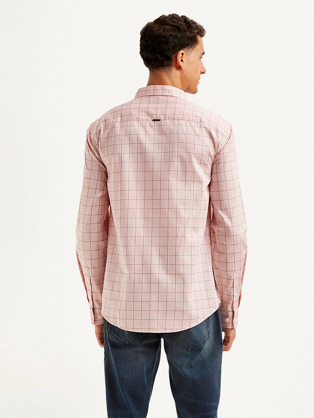 Men's Redloop Checkered Slim Fit Shirt - Back View