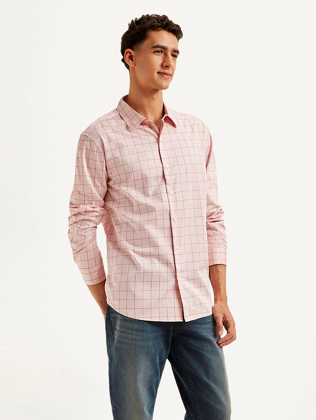 Men's Redloop Checkered Slim Fit Shirt - Side View
