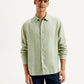 Men's Redloop Solid Slim Fit Linen Shirt - Front View