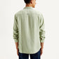 Men's Redloop Solid Slim Fit Linen Shirt - Back View