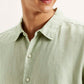 Men's Redloop Solid Slim Fit Linen Shirt - Detail View