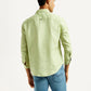Men's Redloop Solid Light Green Slim Fit Linen Shirt - Back View