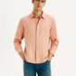 Men's Redloop Solid Peach Slim Fit Linen Shirt - Styleshot View
