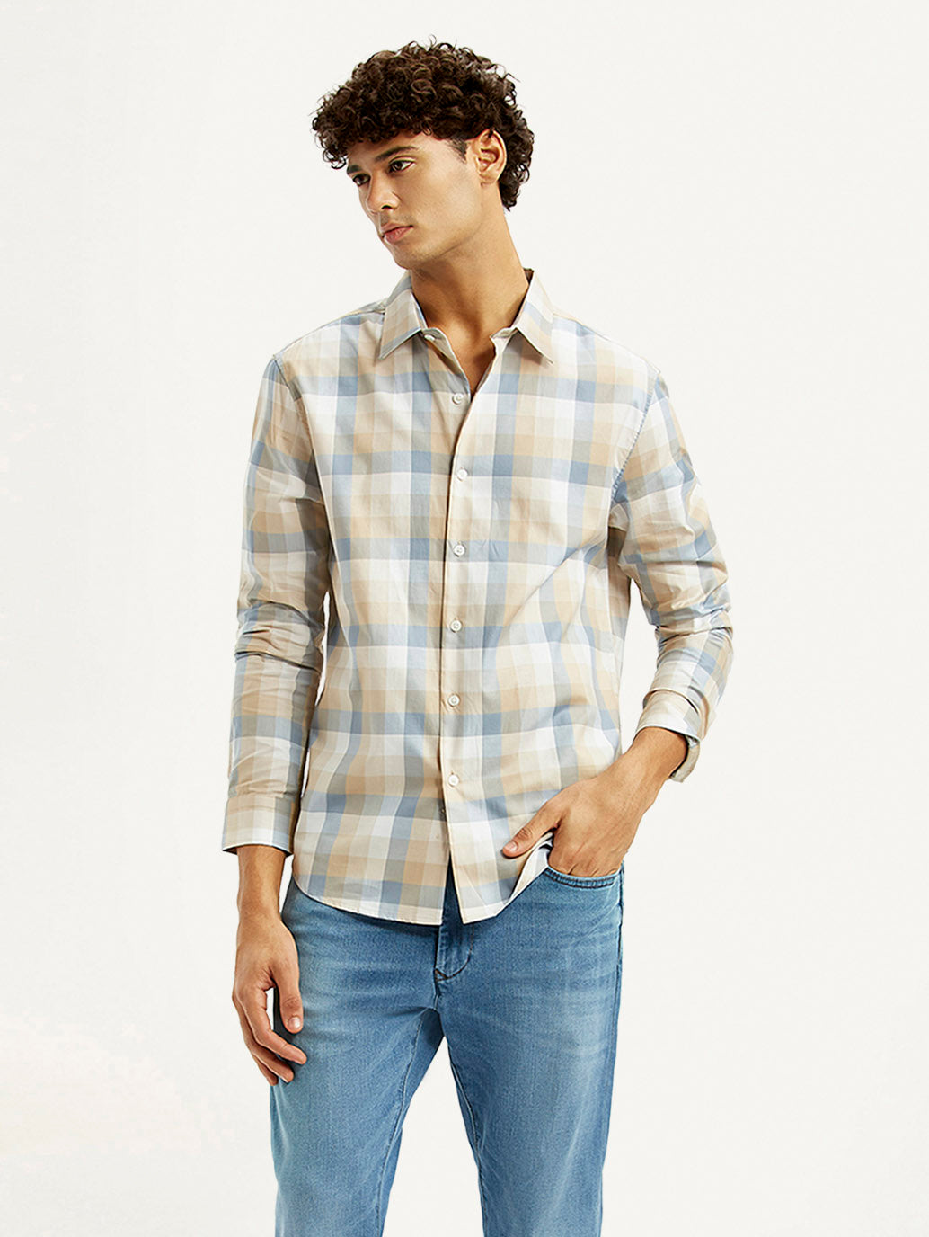 Men's Checkered Multi Color Slim Fit Shirt - Styleshot View