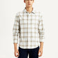 Men's Redloop Checkered Beige Slim Fit Shirt - Front View