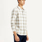 Men's Redloop Checkered Beige Slim Fit Shirt - Side View