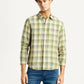 Men's Checkered Yellow Slim Fit Shirt - Front View