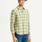 Men's Checkered Yellow Slim Fit Shirt - Side View