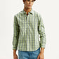 Men's Checkered Light Green Slim Fit Shirt - Styleshot View