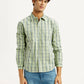 Men's Checkered Light Green Slim Fit Shirt - Front View