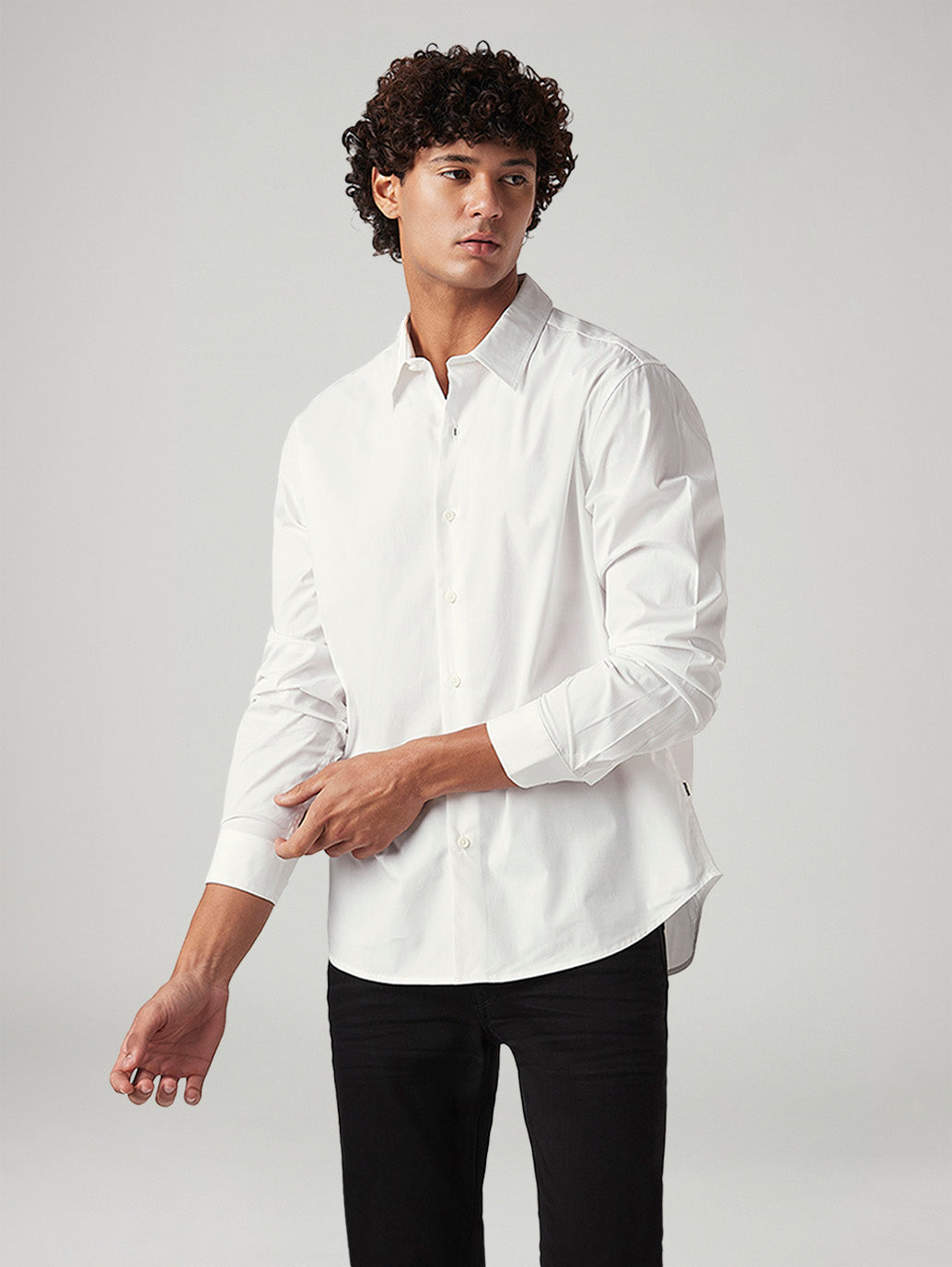 Men's Solid White Slim Fit Shirt