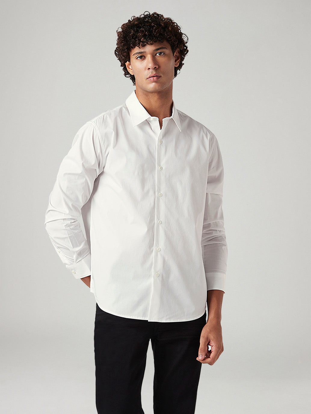Men's Solid White Slim Fit Shirt - ea0f5ea5-b986-4e65-b053-a3eea1d5b5ed View