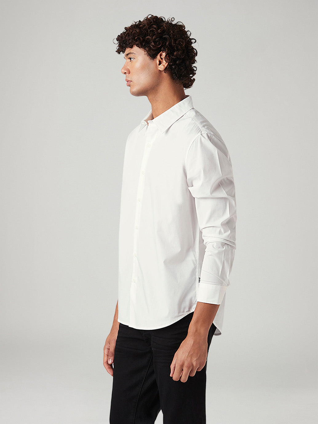 Men's Solid White Slim Fit Shirt - Side View