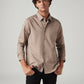 Men's Solid Beige Slim Fit Shirt - 966e269d-de93-45a4-a49d-e5d81ea06eae View