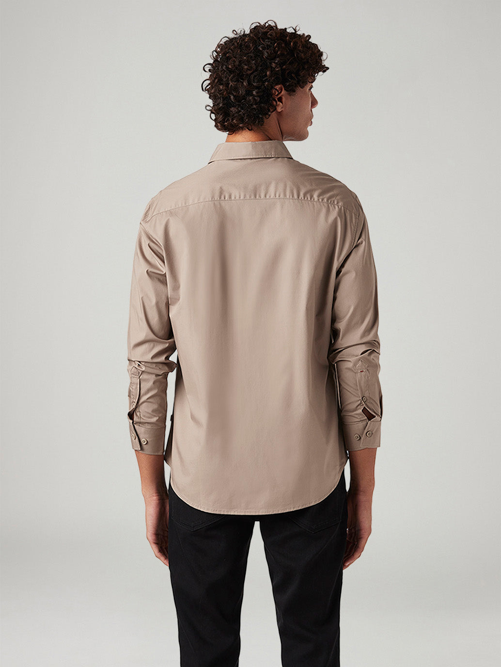 Men's Solid Beige Slim Fit Shirt - 0ec32507-b29c-4707-aa20-ad57765d1e7a View