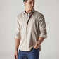 Men's Solid Slim Fit Poplin Redloop Shirt - Logo View