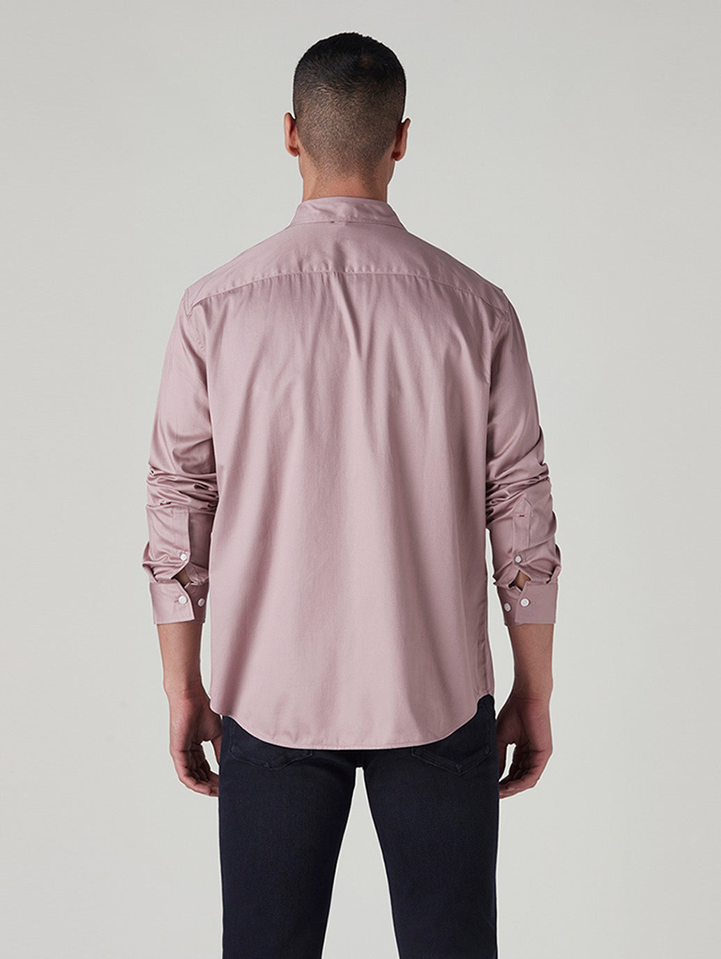 Men's Solid Slim Fit Redloop Shirt - Back View