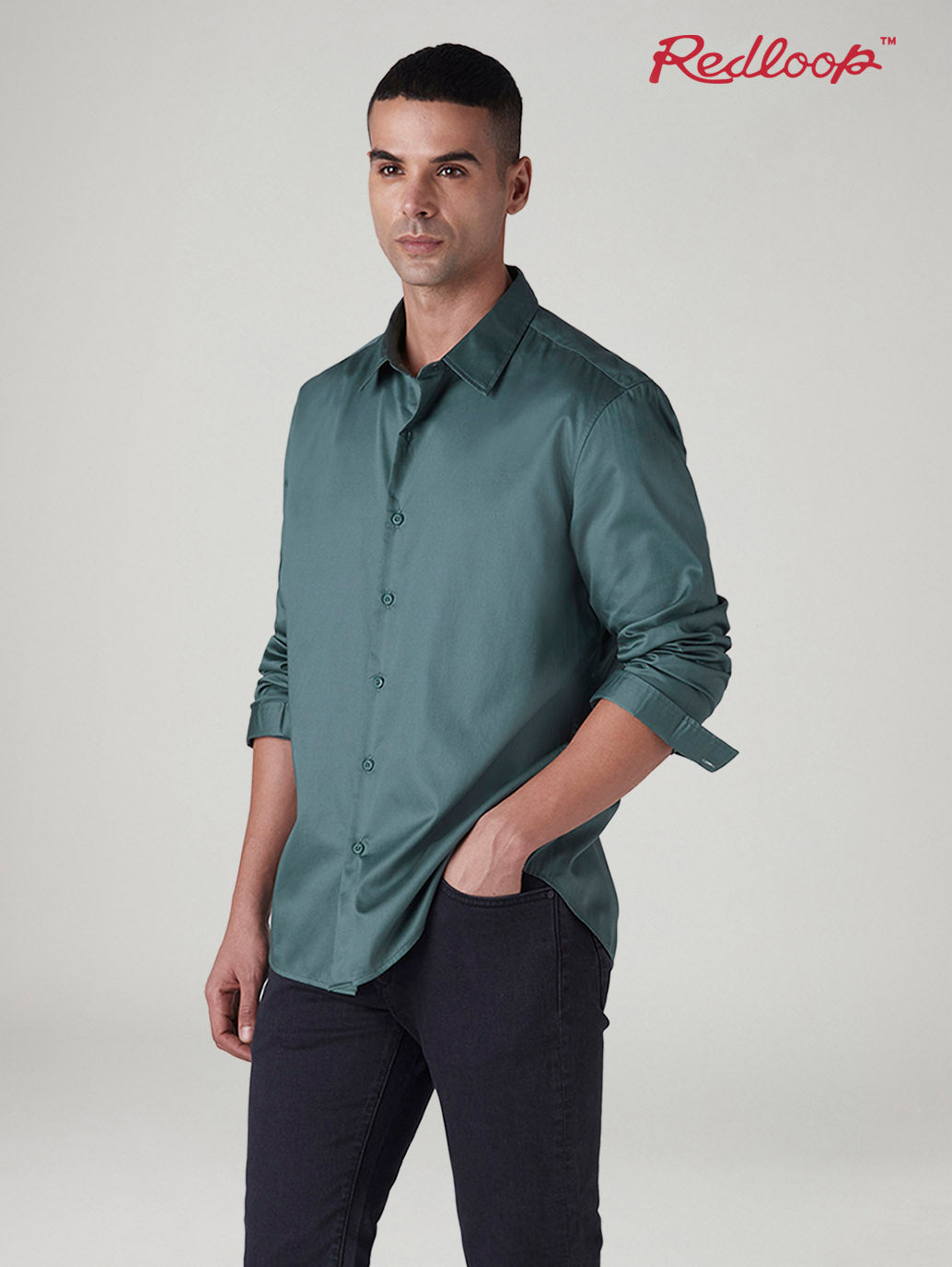 Men's Solid Slim Fit Redloop Shirt