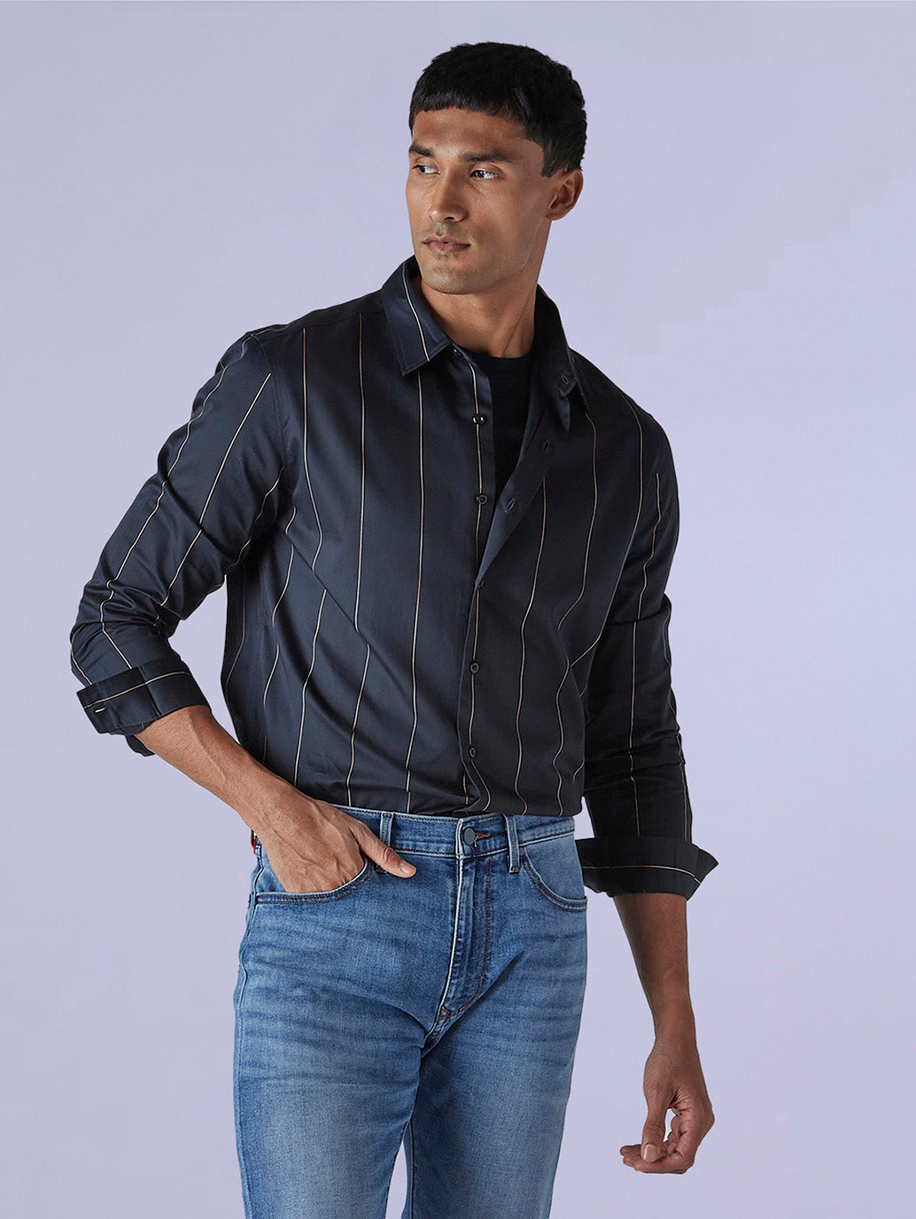 Men's Redloop Striped Slim Fit Poplin Shirt