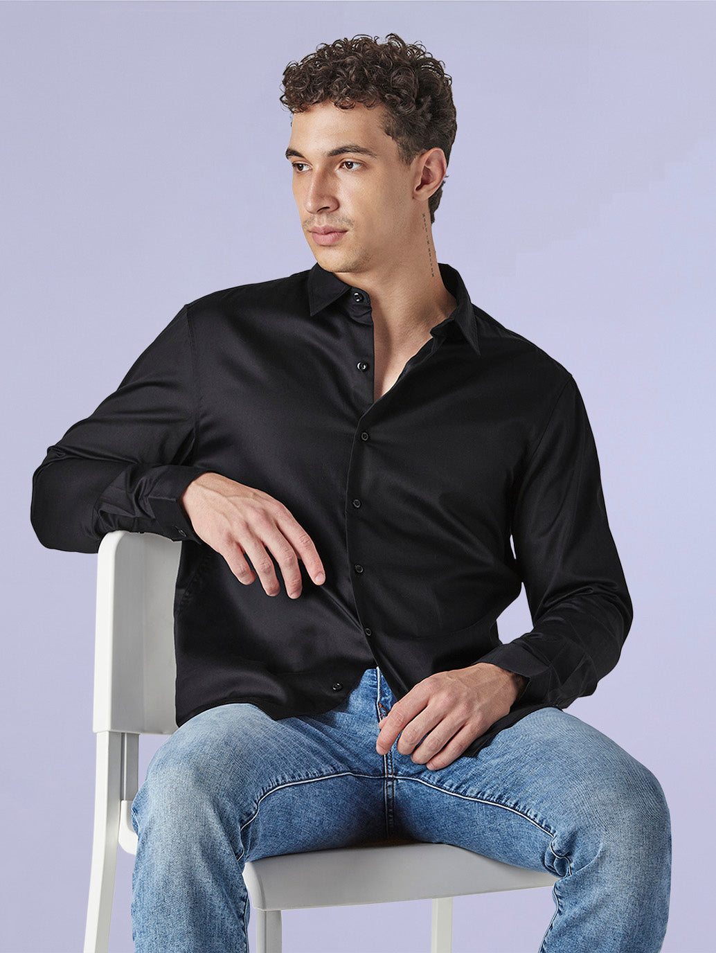 Men's Solid Slim Fit Poplin Redloop Shirt