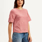 Women's Textured Pink Round Neck Top - Side View