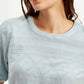Women's Textured Light Blue Round Neck Top - Detail View