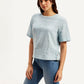 Women's Textured Light Blue Round Neck Top - Side View