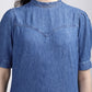 Women's Solid Blue Collar Neck Denim Dress - 4 View