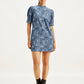 Women's Paisley Blue Band Neck Mini Denim Dress - 716e3170-15f5-4854-9813-02f4ac720d94 View