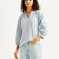 Women's Solid Light-Blue Peasant Top - Styleshot View