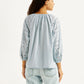 Women's Solid Light-Blue Peasant Top - Back View