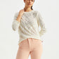 Women's Self Design Off-White Crew Neck Sweater - Styleshot View