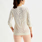 Women's Self Design Off-White Crew Neck Sweater - Back View