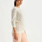 Women's Self Design Off-White Crew Neck Sweater - Side View