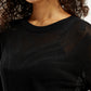 Women's Self Design Black Crew Neck Sweater - Detail View
