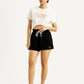 Women's Mid Rise Black Straight Fit Shorts - Styleshot View
