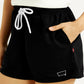 Women's Mid Rise Black Straight Fit Shorts - Detail View