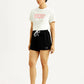 Women's Mid Rise Black Straight Fit Shorts - Side View